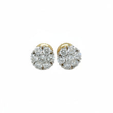 Load image into Gallery viewer, Yellow Gold and Lab diamond Flower Earrings