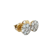 Load image into Gallery viewer, Yellow Gold and Lab diamond Flower Earrings
