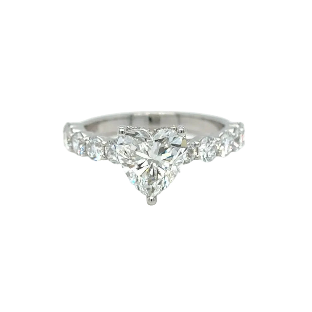 14k white gold and lab diamond Heart Engagement Ring