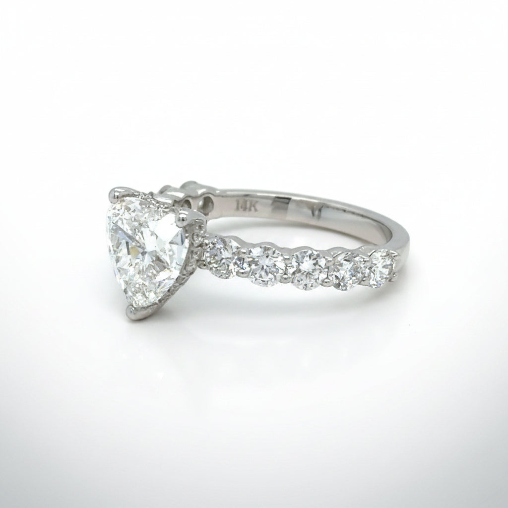 14k white gold and lab diamond Heart Engagement Ring