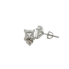 Load image into Gallery viewer, 14k white gold lab princess cut stud earrings