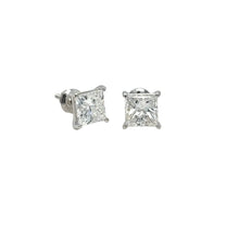 Load image into Gallery viewer, 14k white gold lab princess cut stud earrings