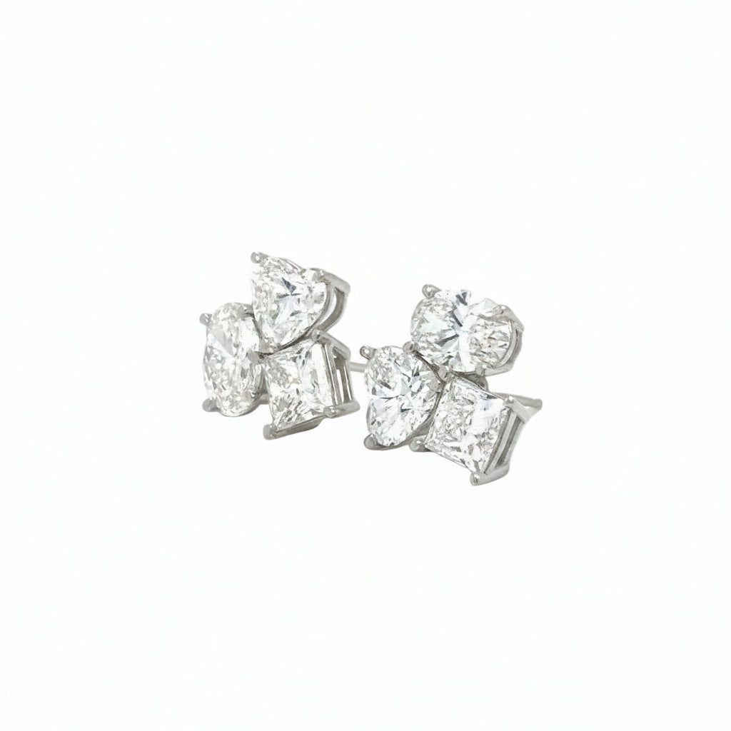 14k white gold and lab multi-shape diamonds.