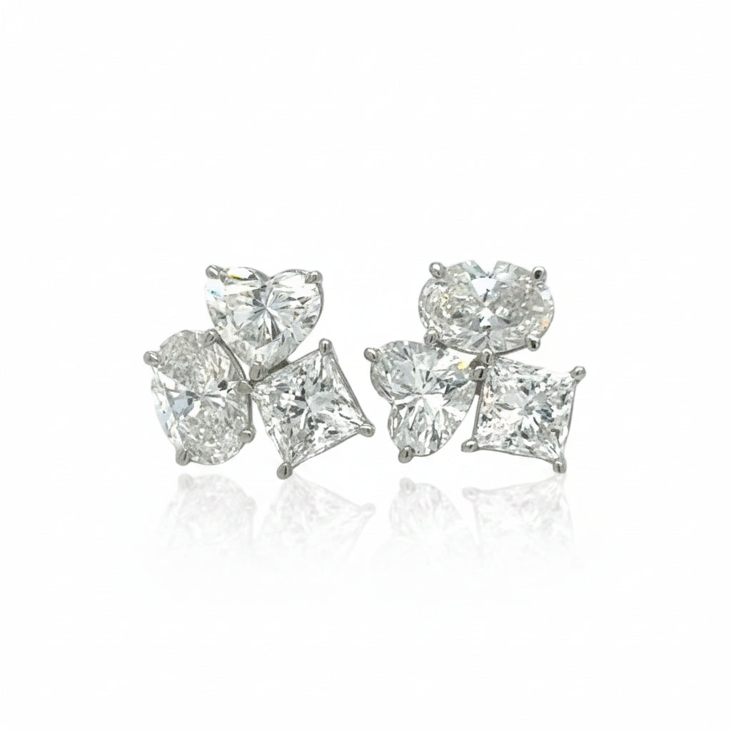 14k white gold and lab multi-shape diamonds.
