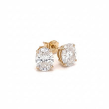 Load image into Gallery viewer, 14k Yellow gold and lab earrings