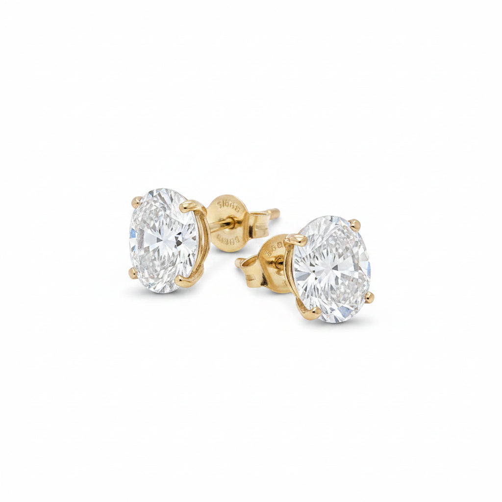 14k Yellow gold and lab earrings