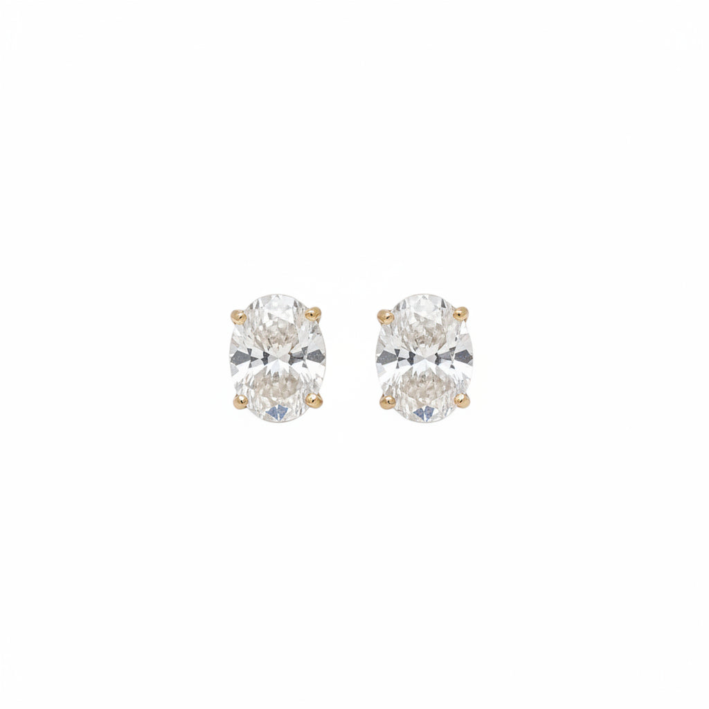 14k Yellow gold and lab earrings
