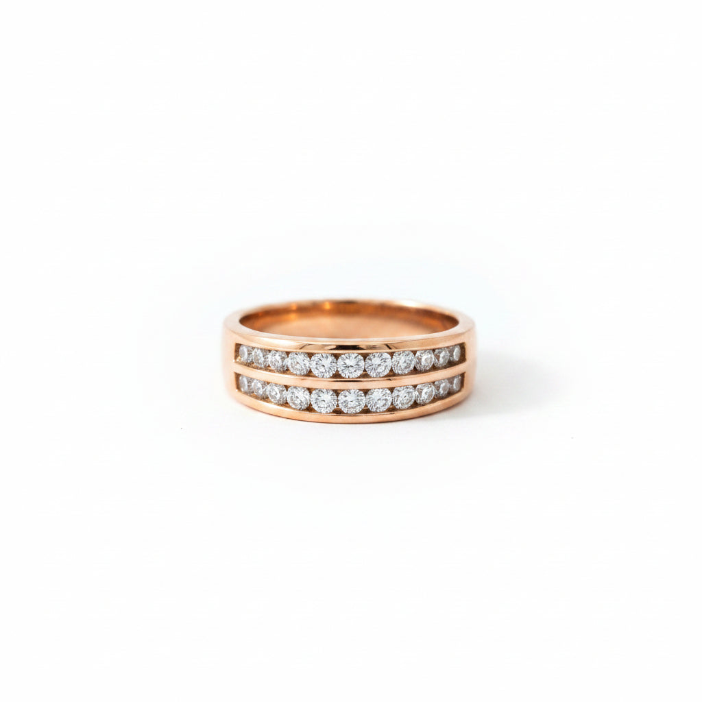14k Rose gold and round Natural diamonds Men's Wedding band.