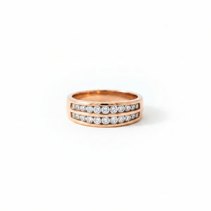 14k Rose gold and round Natural diamonds Men's Wedding band.