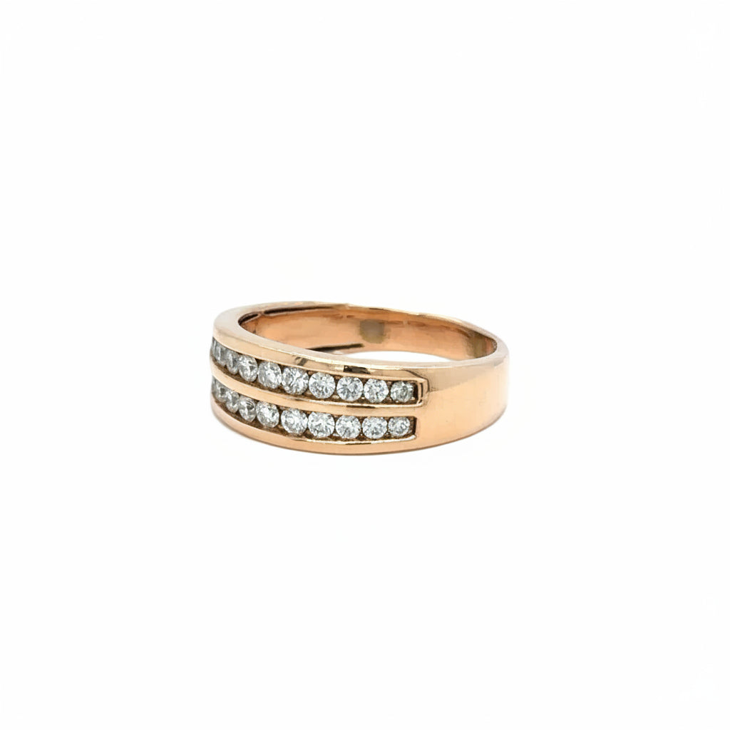 14k Rose gold and round Natural diamonds Men's Wedding band.