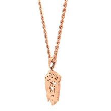 Load image into Gallery viewer, 14k rose gold and natural diamonds Jesus head pendant and Rose gold rope chain.