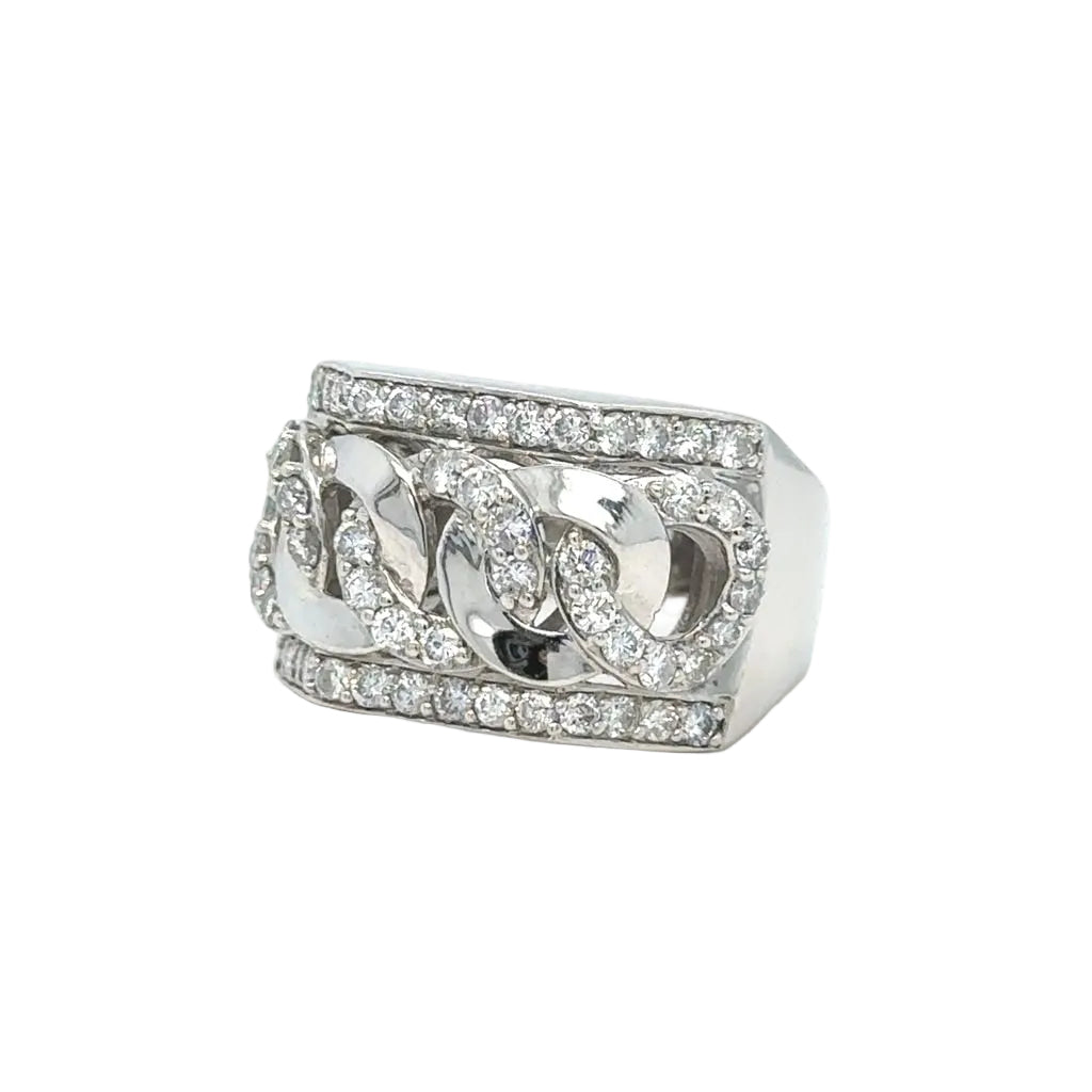 14k White gold and Natural diamonds Men's Ring.