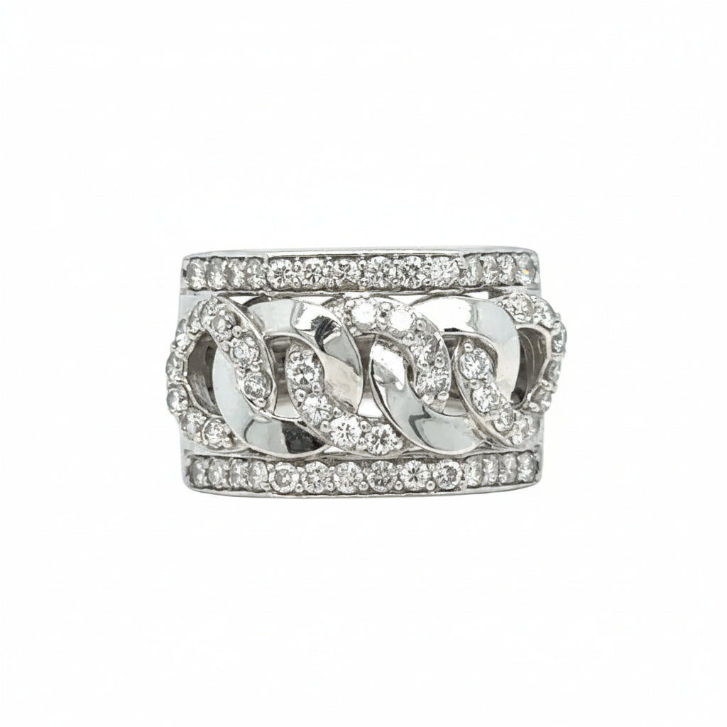 14k White gold and Natural diamonds Men's Ring.