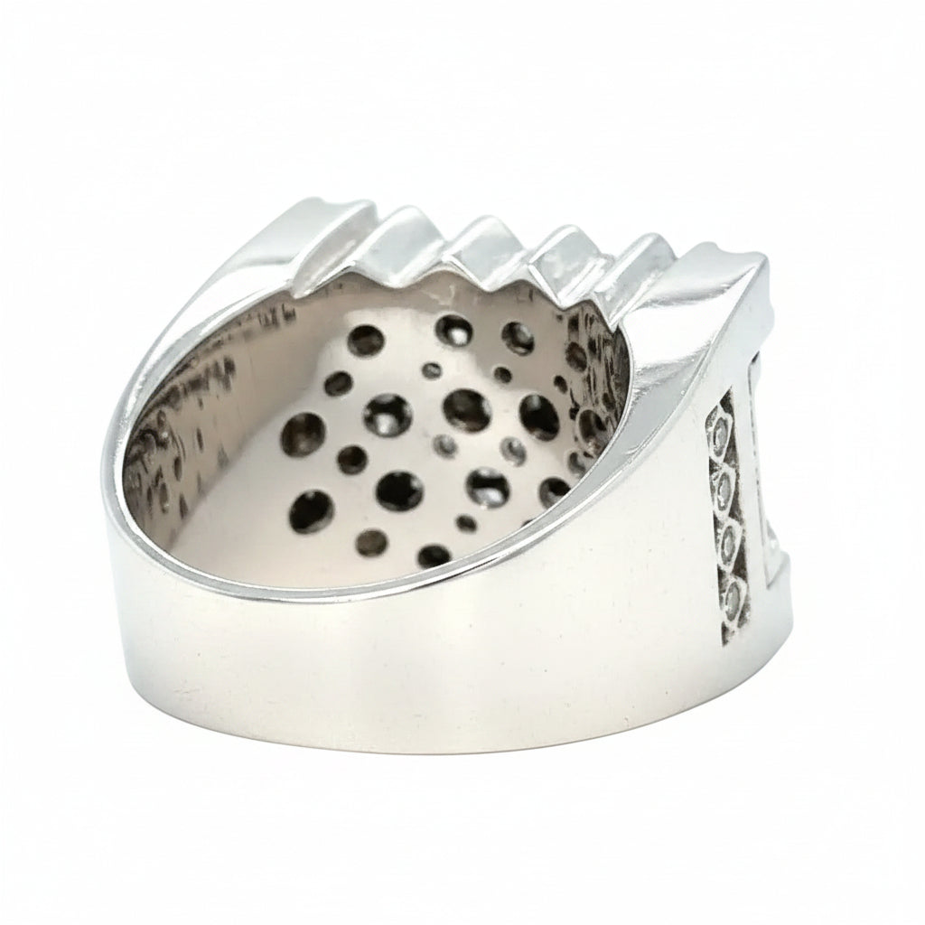 14k White gold and Natural diamond Men's Ring
