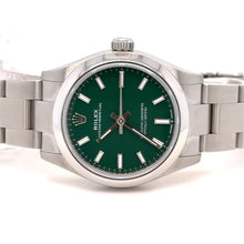 Load image into Gallery viewer, Model #277200 31 mm Rolex Watch with Stainless Steel Oyster Bracelet (Green dial, smooth bezel)