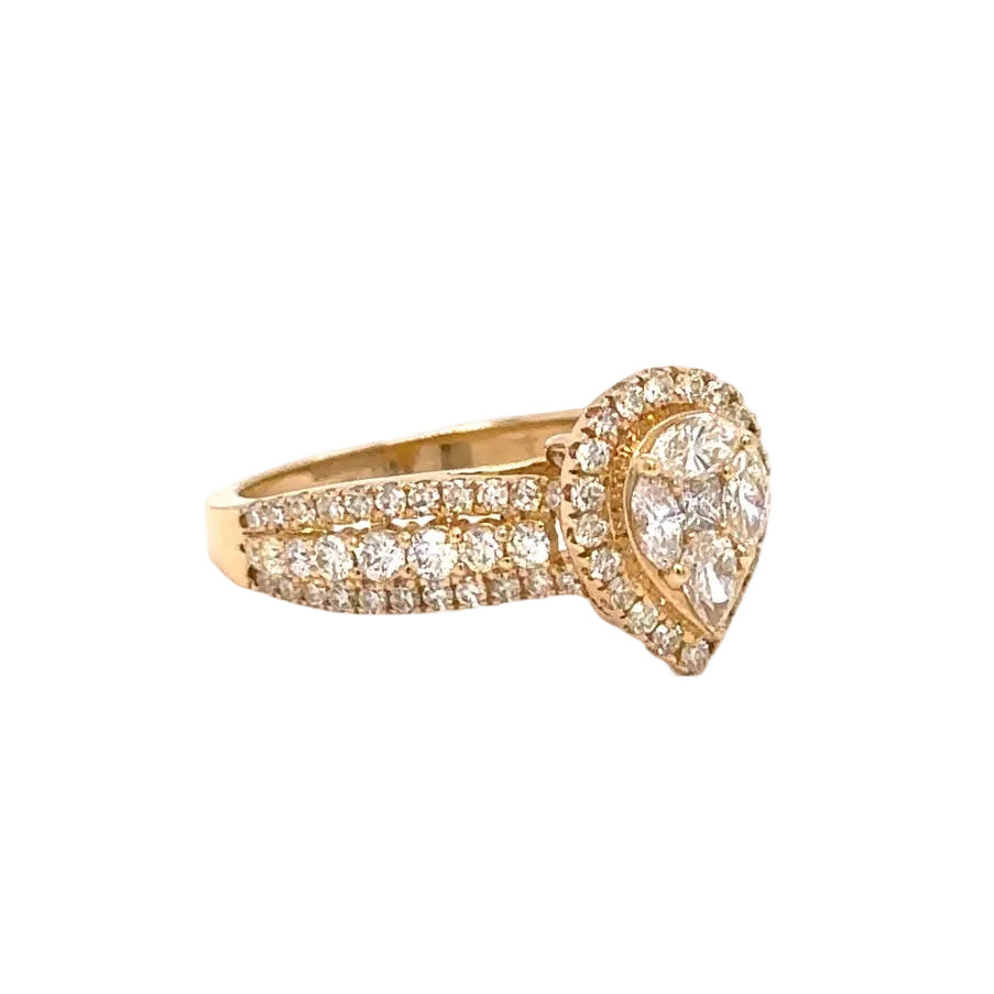 14k yellow and natural diamond ring