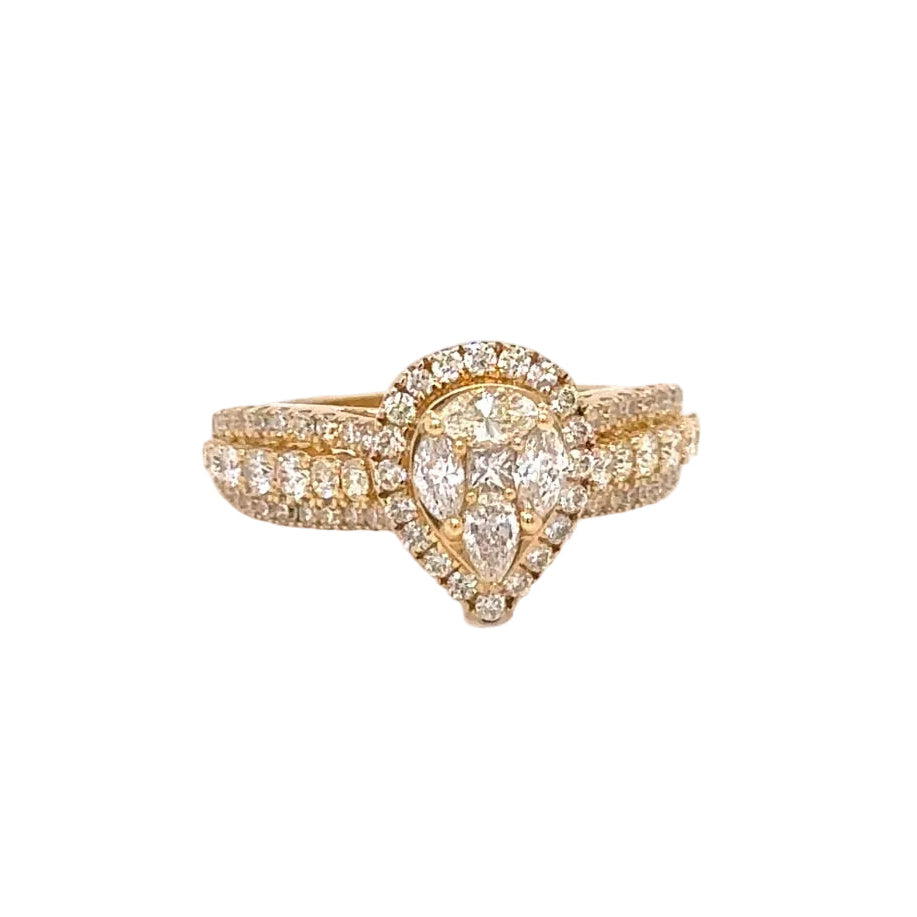 14k yellow and natural diamond ring