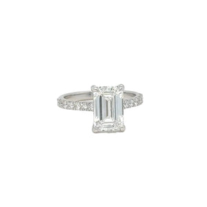 14k white gold and lab diamond engagement ring.