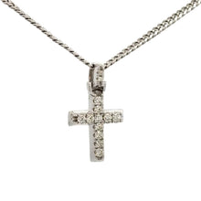 Load image into Gallery viewer, 14k White gold Cross Natural diamond pendant and chain