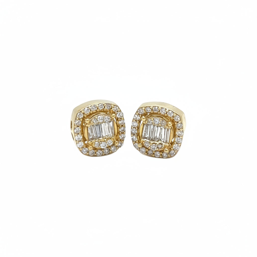 14k yellow gold and natural diamonds earrings.