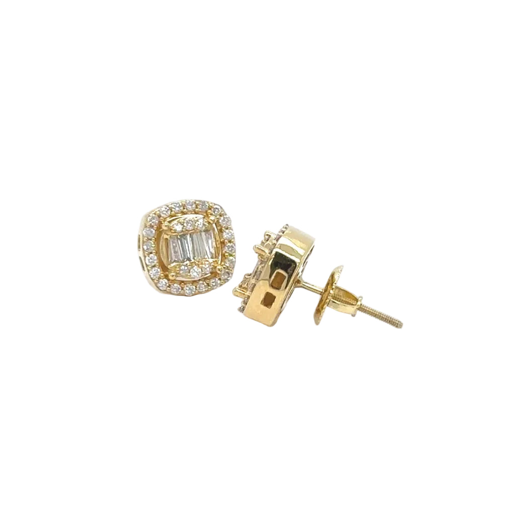 14k yellow gold and natural diamonds earrings.