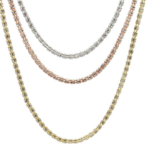 10k Rose, White & Yellow gold Ice-link Chain (choose your color)