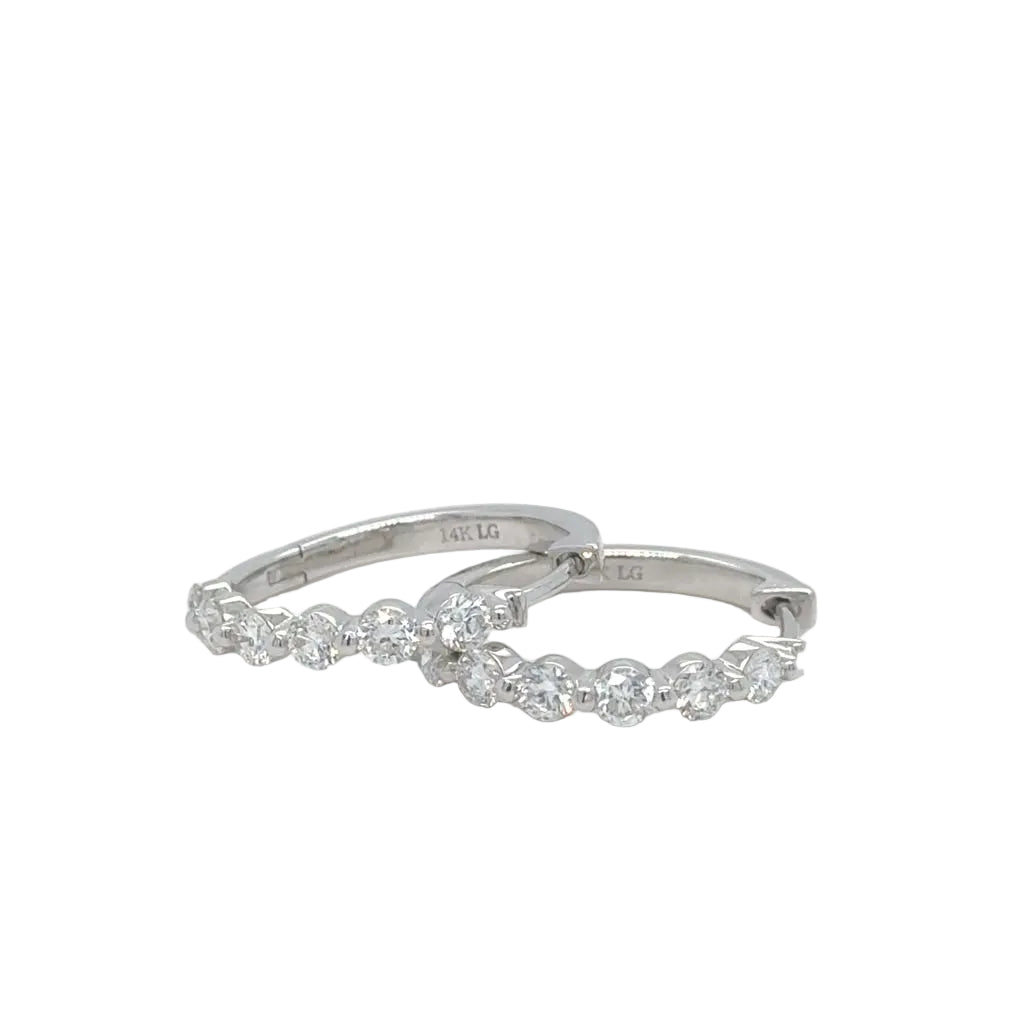14k white gold and lab diamond Hoop Earrings