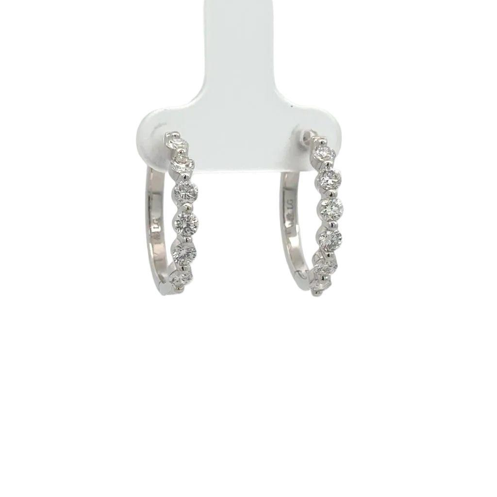 14k white gold and lab diamond Hoop Earrings