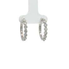 Load image into Gallery viewer, 14k white gold and lab diamond Hoop Earrings