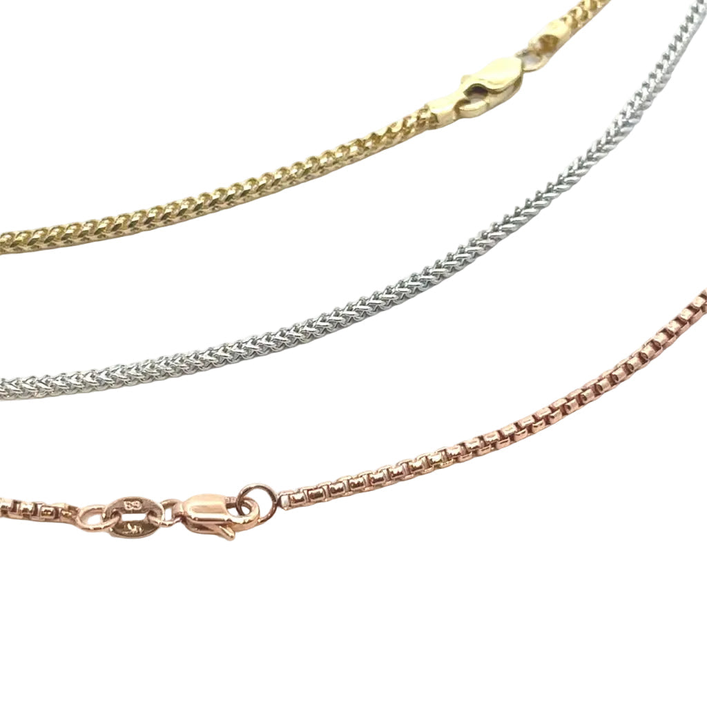 10k rose, white & yellow gold franco chains (choose your color)
