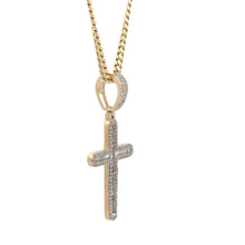Load image into Gallery viewer, 14k Yellow gold Cross Natural diamond pendant and chain