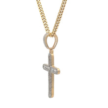 Load image into Gallery viewer, 14k Yellow gold Cross Natural diamond pendant and chain