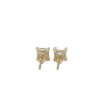 Load image into Gallery viewer, 14k yellow gold and lab princess cut diamonds earrings.