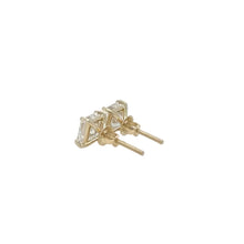 Load image into Gallery viewer, 14k yellow gold and lab princess cut diamonds earrings.