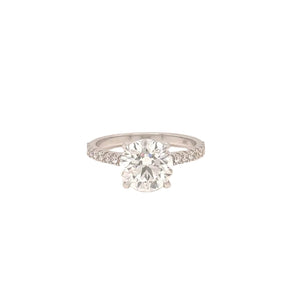 14k white gold and lab diamond engagement ring.