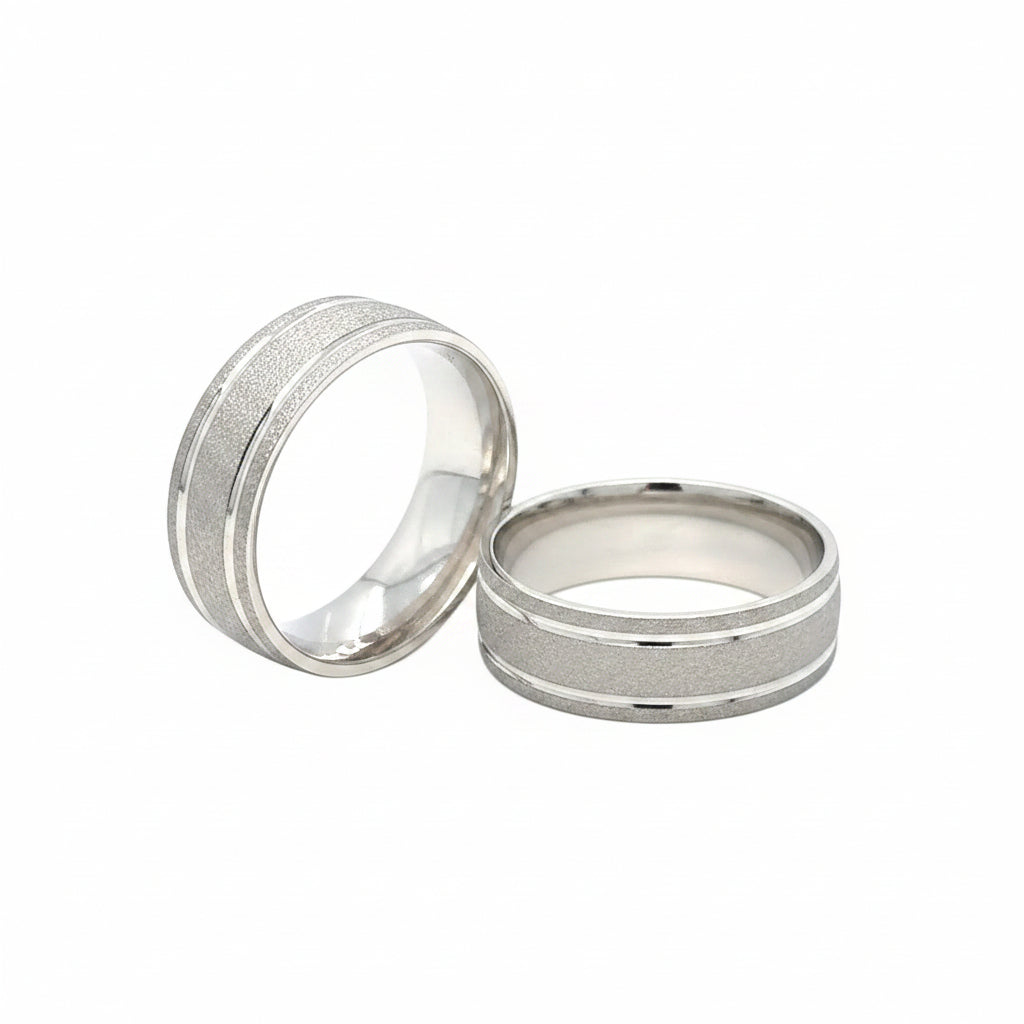 His and Hers 14k White Gold Wedding Band Rings