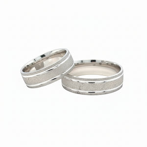 His and Hers 14k White Gold Wedding Band Rings