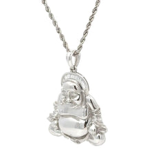 Load image into Gallery viewer, 18k white gold Buddha natural diamond pendant and chain