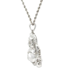 Load image into Gallery viewer, 18k white gold Buddha natural diamond pendant and chain