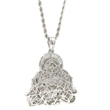 Load image into Gallery viewer, 18k white gold Buddha natural diamond pendant and chain