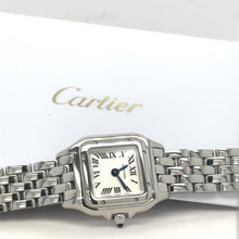 Load image into Gallery viewer, 4 piece deal : 22mm Cartier Panthère Stainless Steel Watch (White dial, papers) + White Gold + 2 gifts &amp; Diamond Bangle