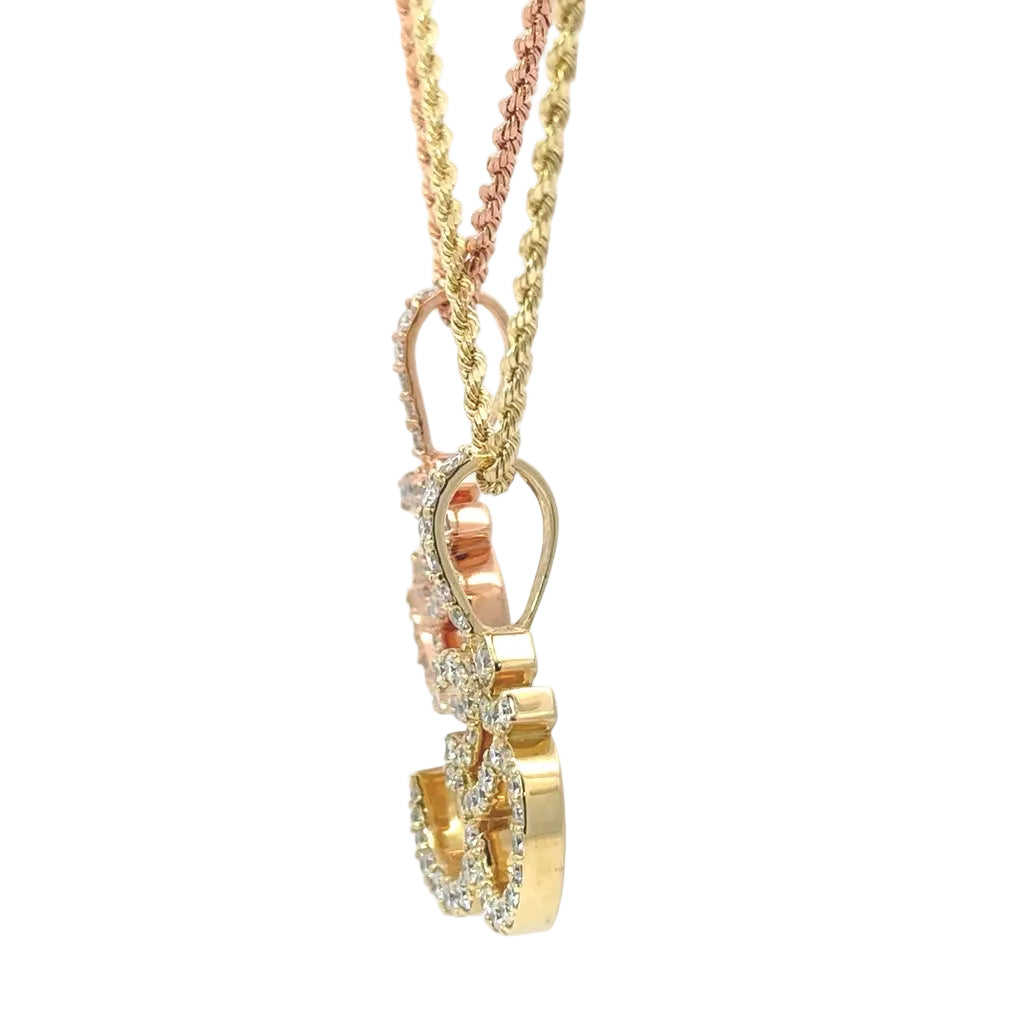 14k Gold Om Diamond Pendant and Gold rope Chain Set ( Choose your color )