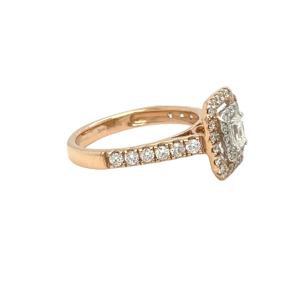 14k rose gold and natural diamond ladies ring.