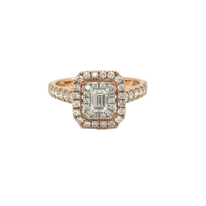 14k rose gold and natural diamond ladies ring.