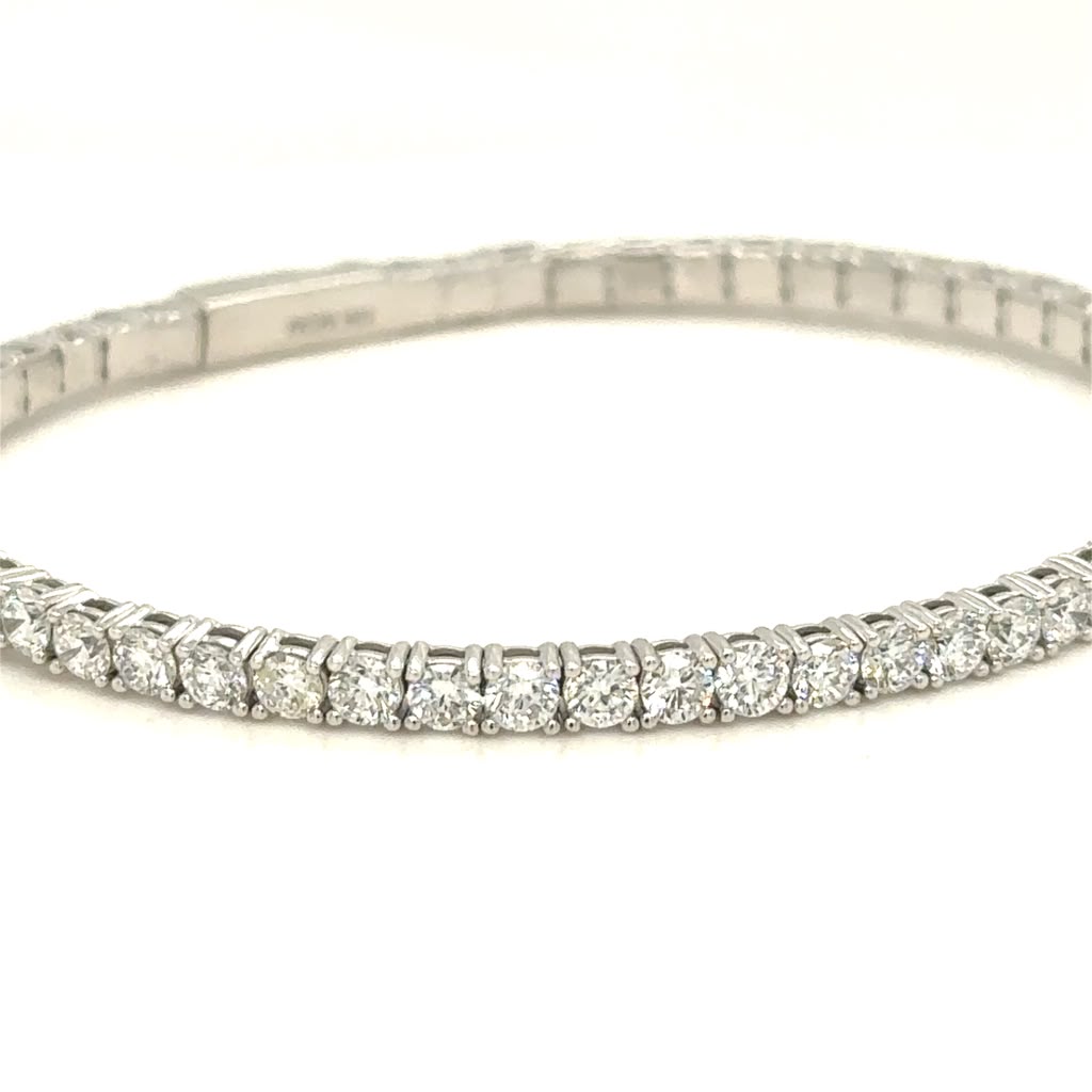 10k White gold Lab diamonds Fancy Bangle Bracelet