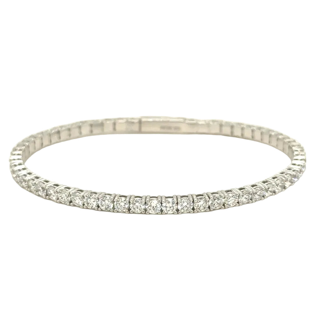 10k White gold Lab diamonds Fancy Bangle Bracelet