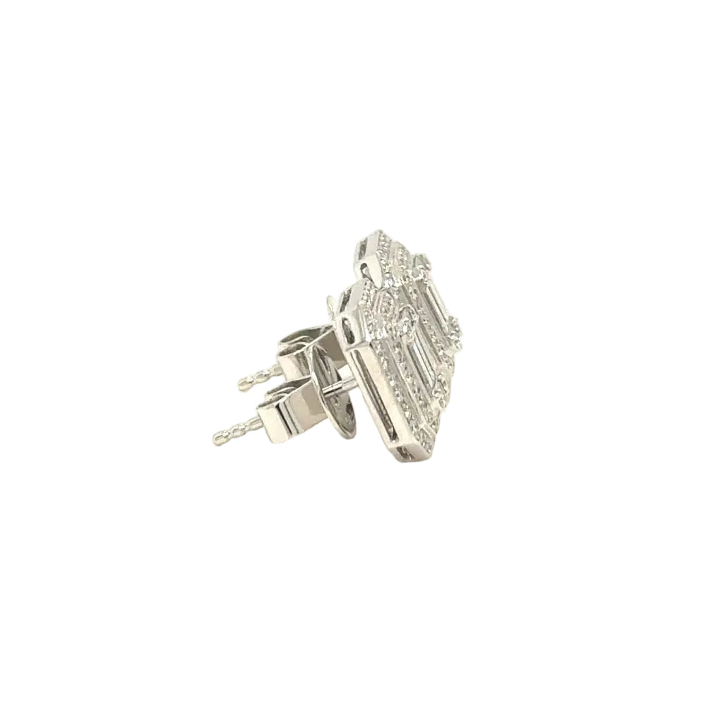 18k White Gold & Natural diamonds Rectangular Earrings