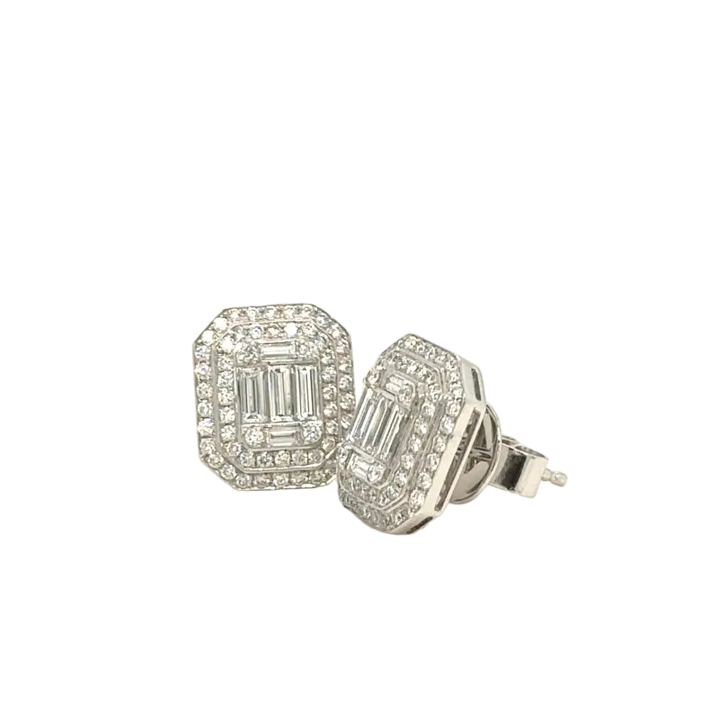 18k White Gold & Natural diamonds Rectangular Earrings