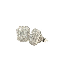 Load image into Gallery viewer, 18k White Gold &amp; Natural diamonds Rectangular Earrings
