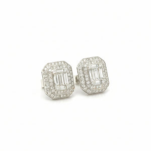 18k White Gold & Natural diamonds Rectangular Earrings